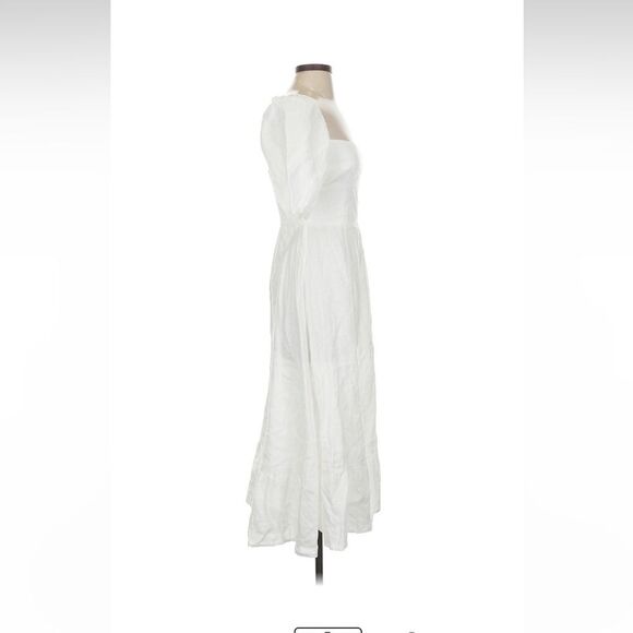 Reformation Belgium Linen Midi Dress 2 White Classic French Causal Wedding Chic - Picture 5 of 15